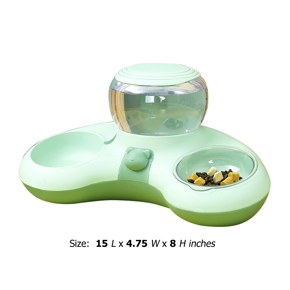 Cat Feeder Bowl With Automatic Water Dispenser