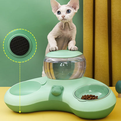 Cat Feeder Bowl With Automatic Water Dispenser