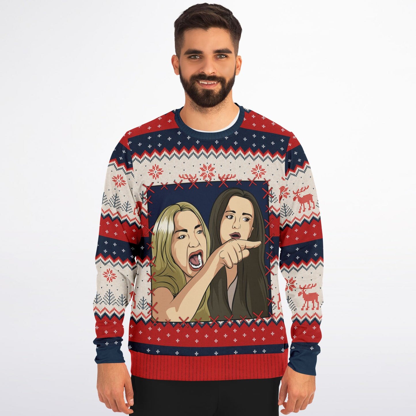 Woman yells at Cat (Person 1) - Ugly Christmas Sweater